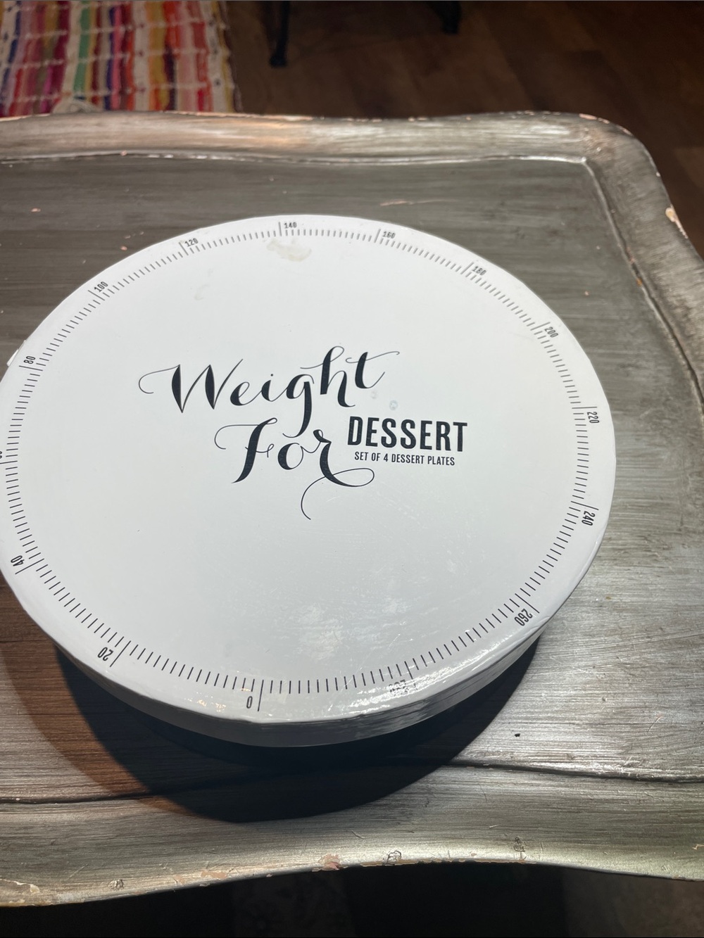 Weight For Dessert Round Dessert Plates - White with Black Script